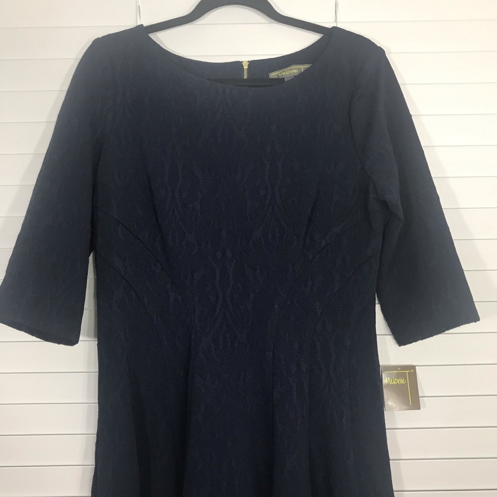 NWT Melonie T Navy Midi Skater Dress - 12